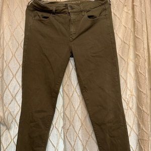 Green American Eagle Outfitters High Waisted Super Stretch Jeggings 12
